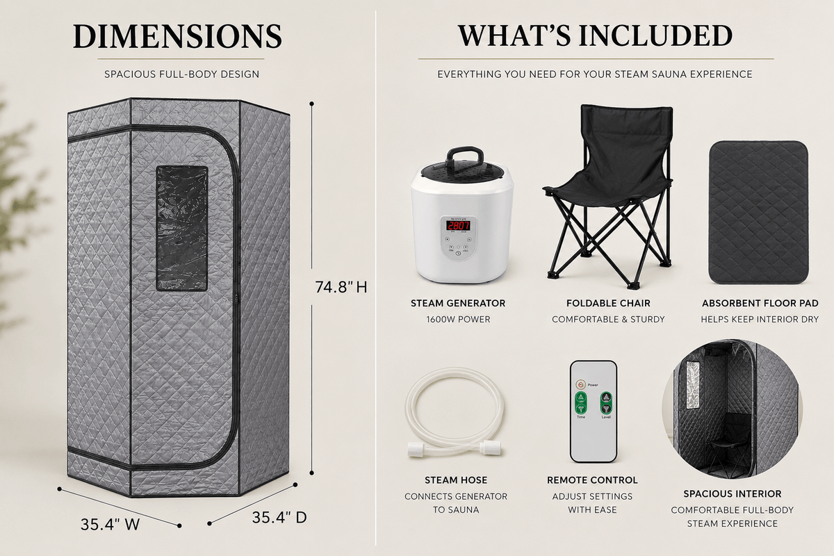 Blisspod Portable Full-Body Steam Sauna | 1600W - The Vitality Estate