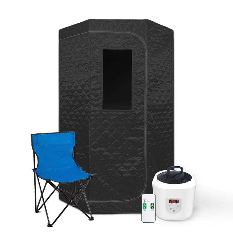 Blisspod Portable Personal Full Body 60 Min Rapid Steam Sauna | Pentagonal | Grey | Powerful 1600 Watts | 3.6L Stronger Steamer | 90X90X190cm - The Vitality Estate