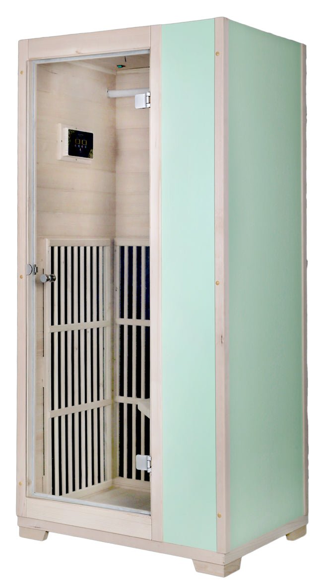 Blisspod | Vienna | Far Infrared Sauna | Canadian Hemlock Very Low EMF | 72.8"H x 35.4"W x 25.6"D | 1 Person - The Vitality Estate