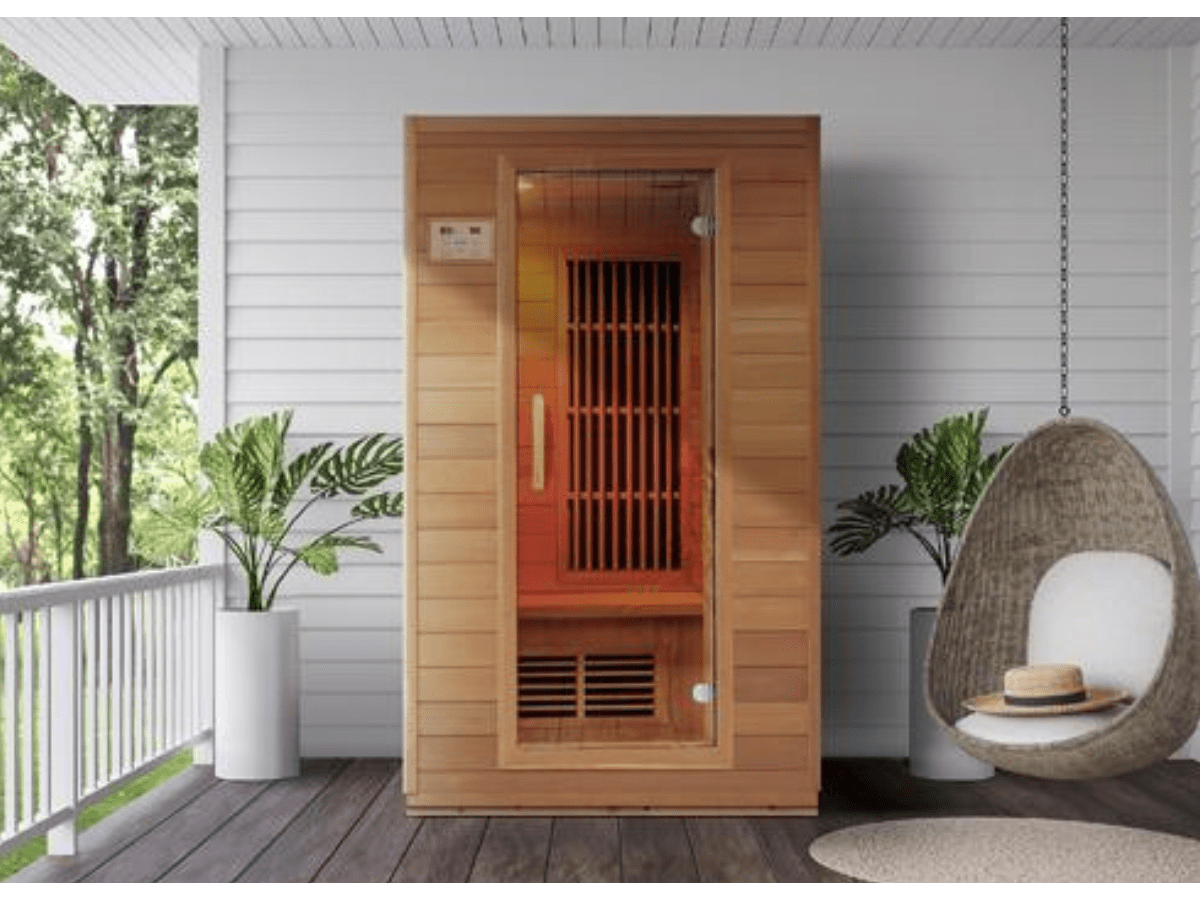 Blisspod, Vienna, Far Infrared Sauna Canadian Hemlock Very Low EMF Sauna, 4 Heaters – 2 Persons - The Vitality Estate