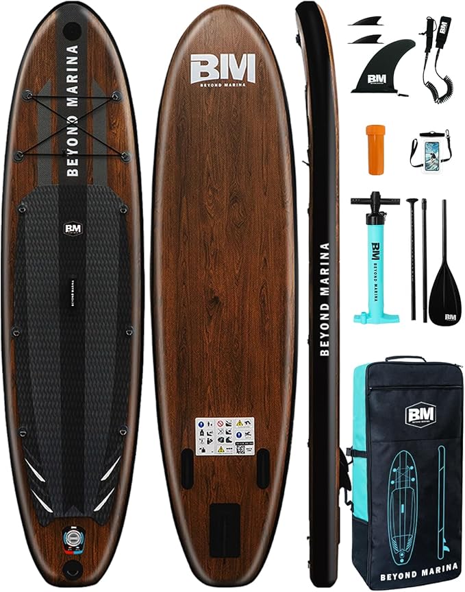 BM Paddle Board Inflatable Stand Up Paddle Board, SUP Paddleboard for Adult, Premium Accessories | Non-Slip EVA Deck & Foam Handles, Camera Mount, Double Action Pump, 85L Travel Backpack - The Vitality Estate