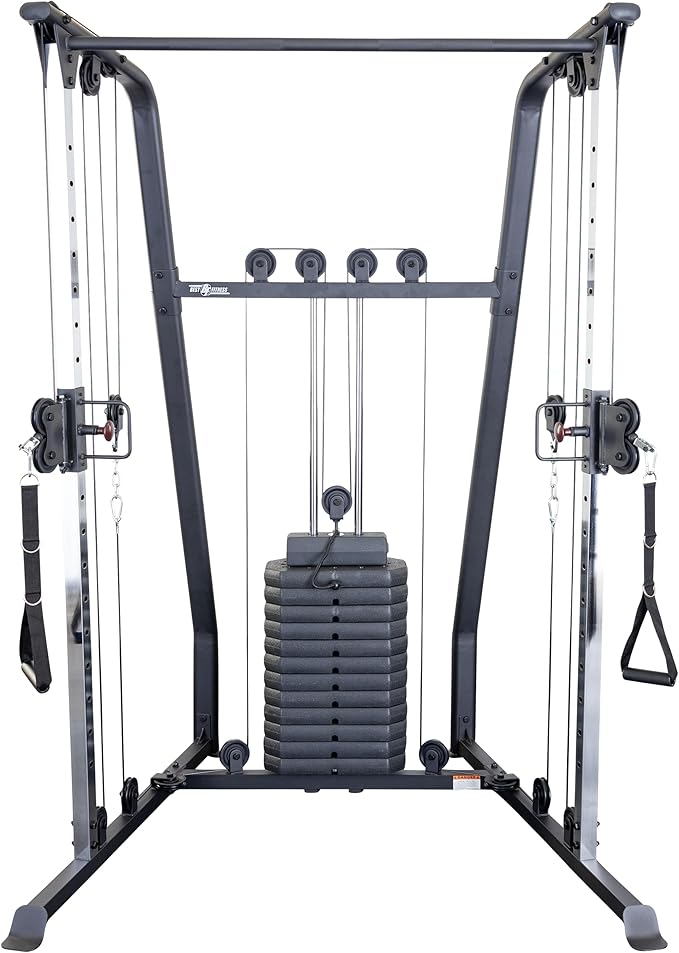 Body-Solid Best Fitness Functional Trainer Cable Machine, Full Body Workout Weight Stacks, Chest and Shoulder Exercise Home Gym LAT Pulldown Machines with 190lb Weights Stack, Midnight Black - The Vitality Estate