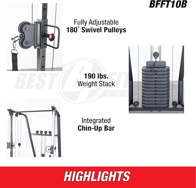 Body-Solid Best Fitness Functional Trainer Cable Machine, Full Body Workout Weight Stacks, Chest and Shoulder Exercise Home Gym LAT Pulldown Machines with 190lb Weights Stack, Midnight Black - The Vitality Estate