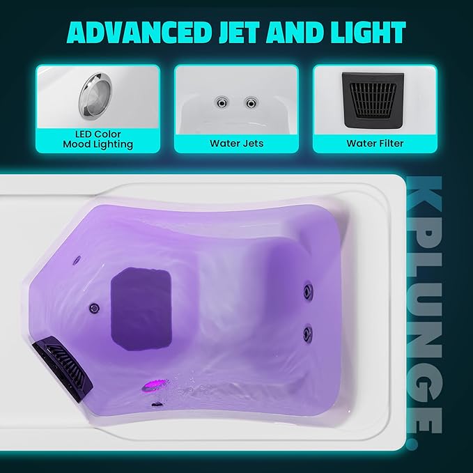 Borealis 69-in. All-in-One Cold Plunge and Hot Tub with Built-in Chiller | Acrylic Interior with 2 Jets, Bluetooth Speakers, Lights, WiFi App Control Chiller for Indoor/Outdoor Use ā White - The Vitality Estate