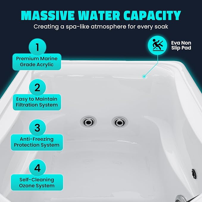 Borealis 69-in. All-in-One Cold Plunge and Hot Tub with Built-in Chiller | Acrylic Interior with 2 Jets, Bluetooth Speakers, Lights, WiFi App Control Chiller for Indoor/Outdoor Use ā White - The Vitality Estate
