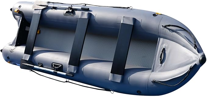 BRIS 14.1ft Inflatable Boat Inflatable Kayak 3 Person Kayak Canoe Fishing poonton Boat - The Vitality Estate
