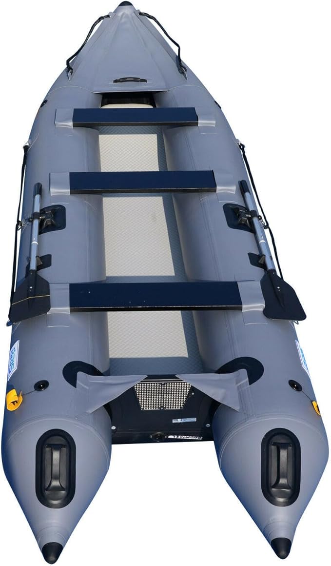 BRIS 14.1ft Inflatable Boat Inflatable Kayak 3 Person Kayak Canoe Fishing poonton Boat - The Vitality Estate