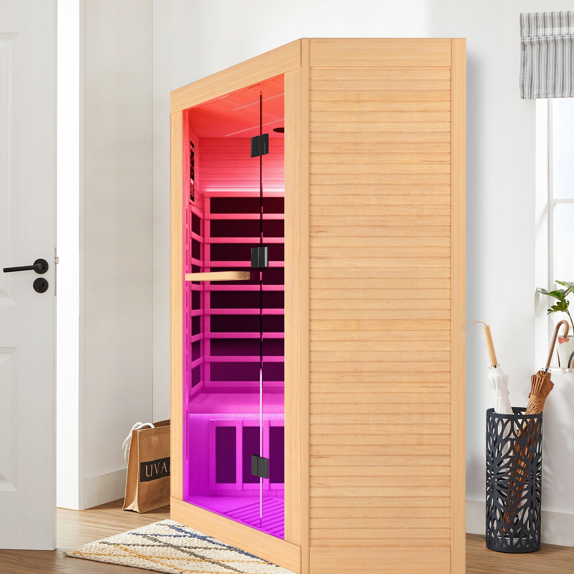 Canadian hemlock pentagonal double sauna - The Vitality Estate
