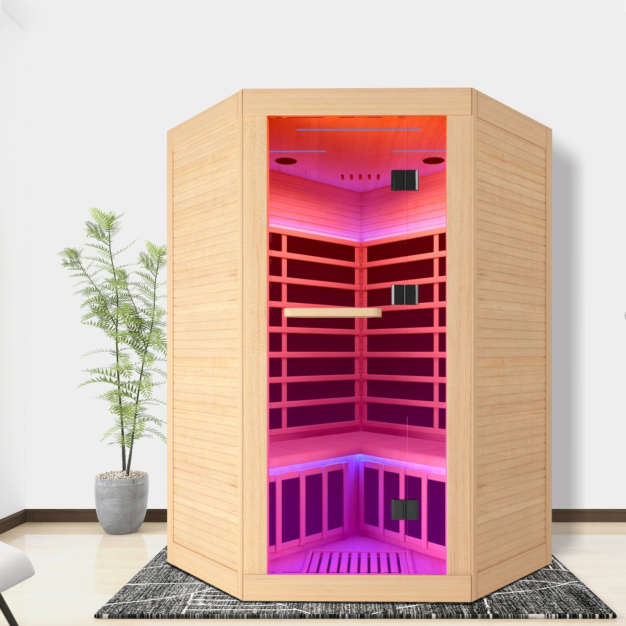 Canadian hemlock pentagonal double sauna - The Vitality Estate