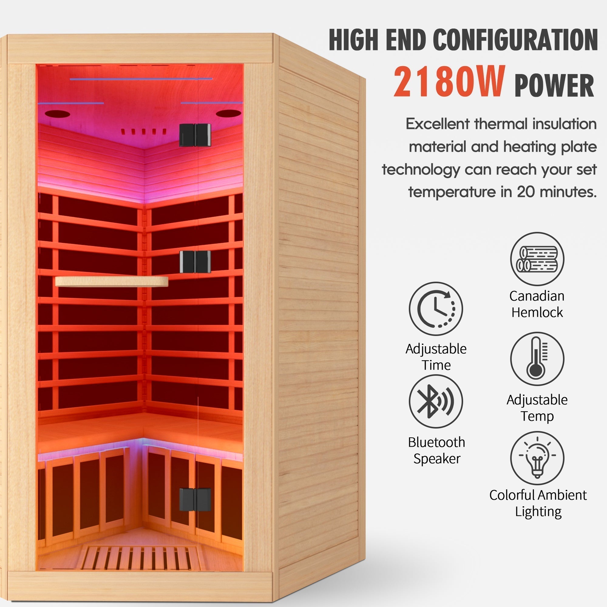Canadian hemlock pentagonal double sauna - The Vitality Estate