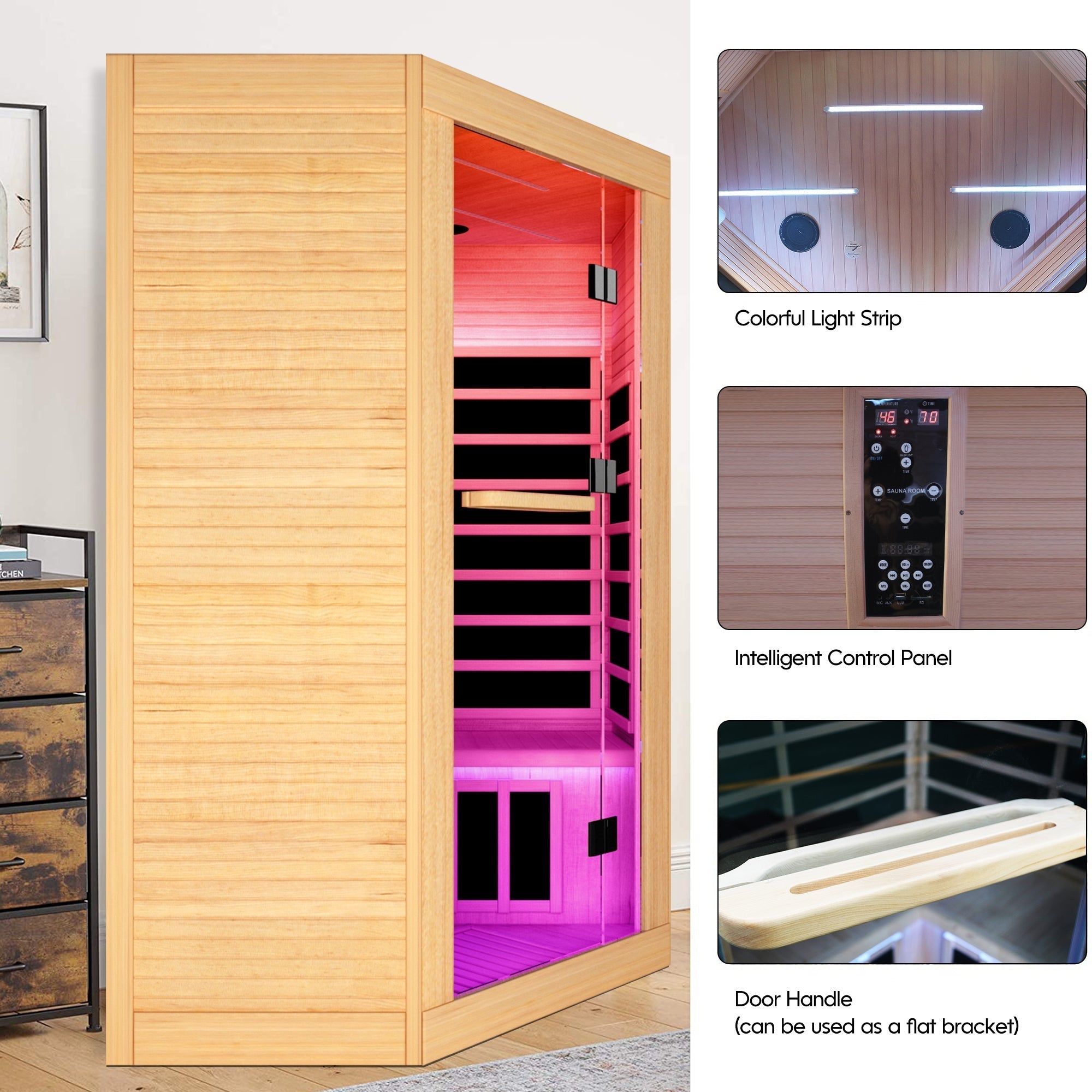 Canadian hemlock pentagonal double sauna - The Vitality Estate