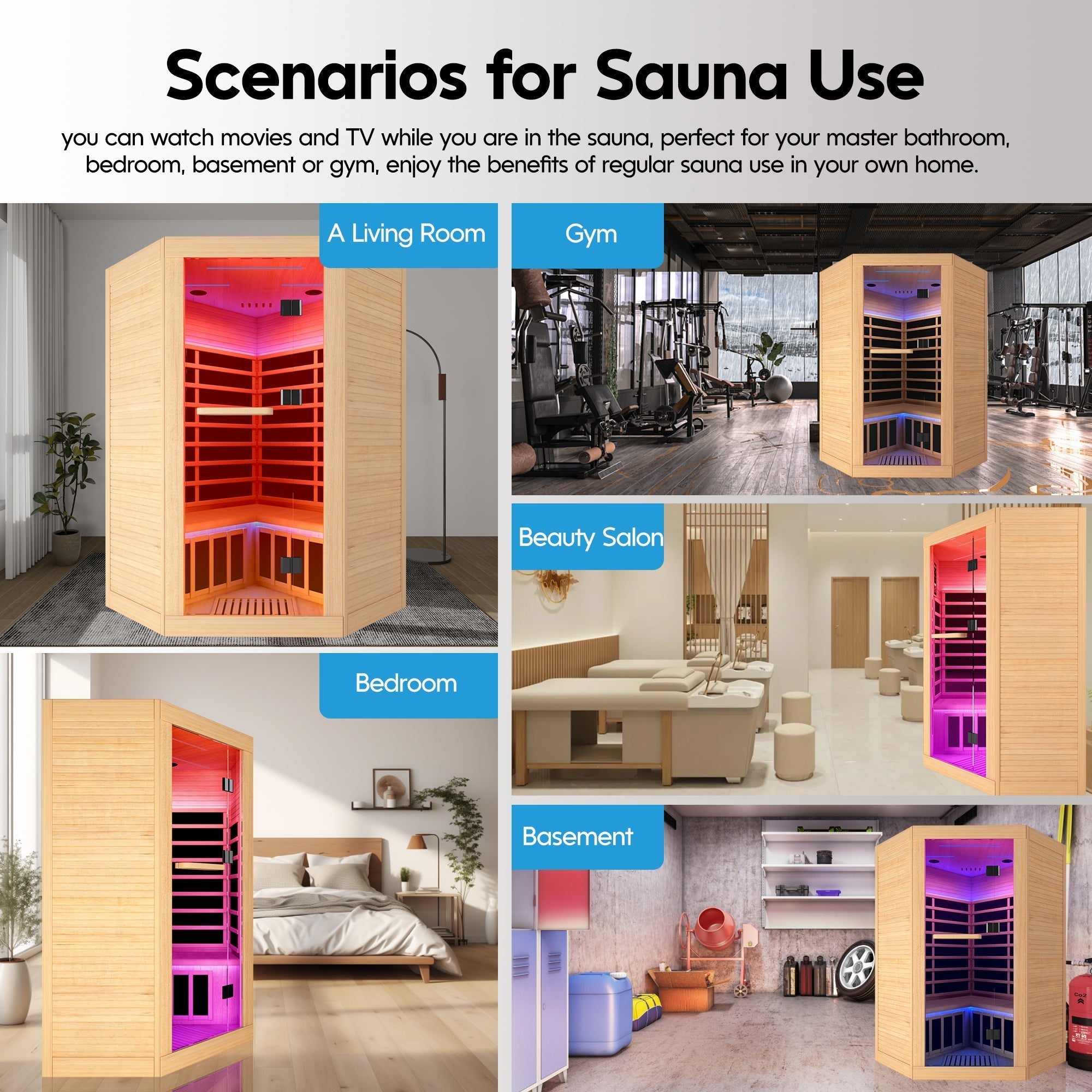 Canadian hemlock pentagonal double sauna - The Vitality Estate