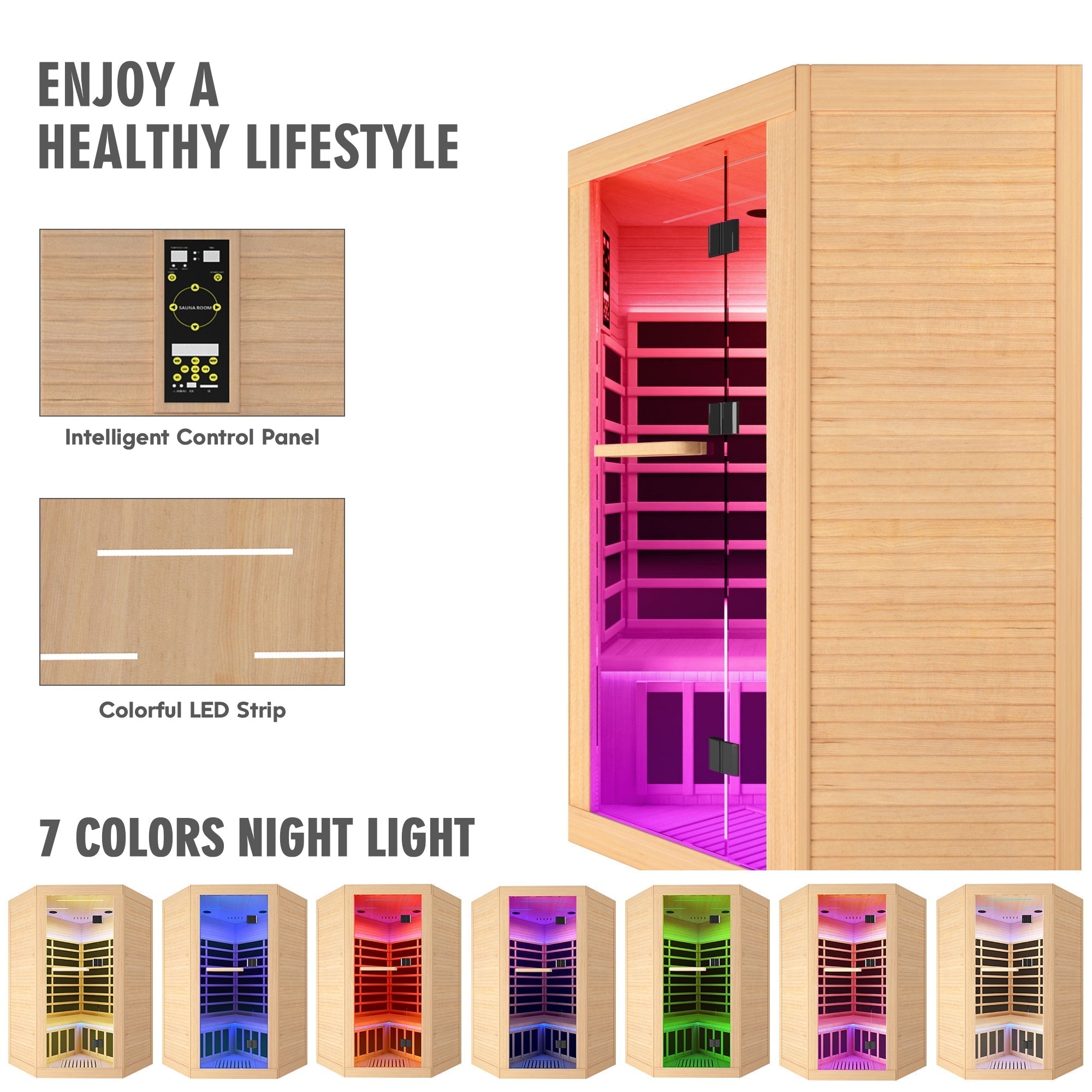 Canadian hemlock pentagonal double sauna - The Vitality Estate