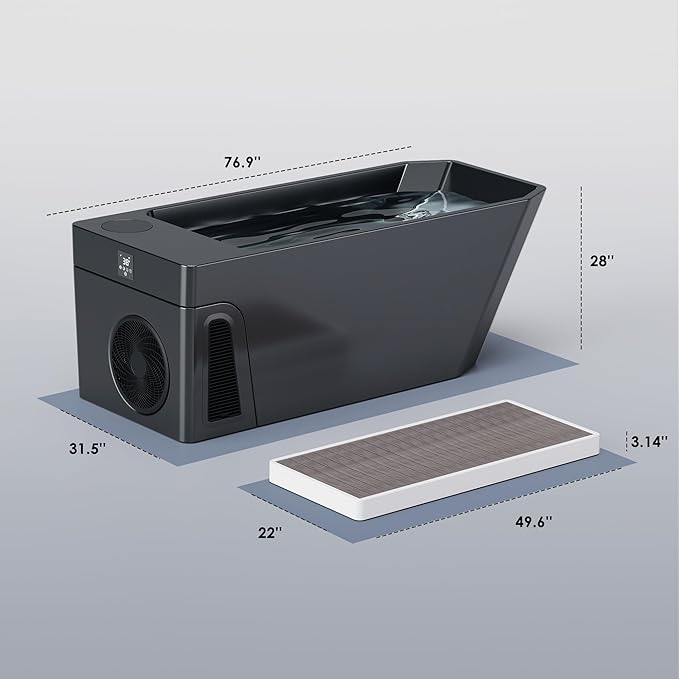 Deeptime Smart Cold Plunge Tub with Basin, Built-in Chiller (Down to 38 °F) – Smartphone Controlled, Whisper-Quiet, Spacious Design for Full-Body Recovery & Cold Therapy,Black - The Vitality Estate