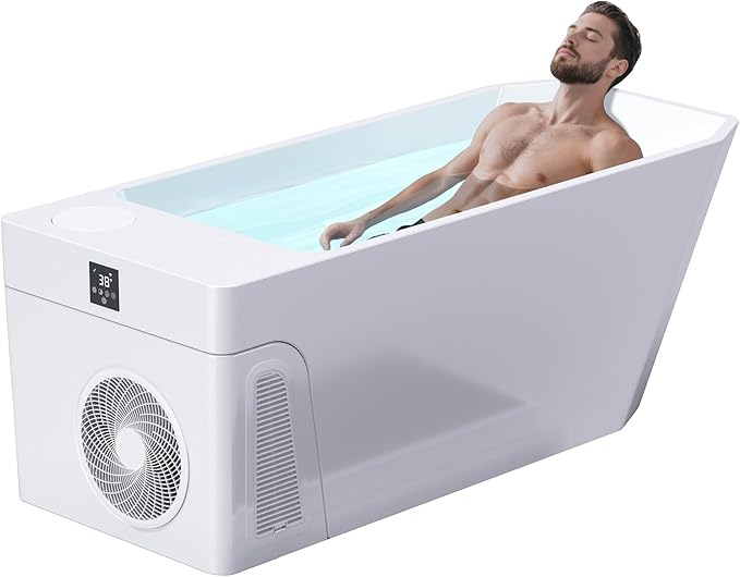 Deeptime Smart Cold Plunge Tub,Ice Bath with Built-In Chiller(Down to 38F),Smartphone Control,Whisper-Quiet,Spacious Design for Full-Body Recovery & Cold Therapy,White - The Vitality Estate