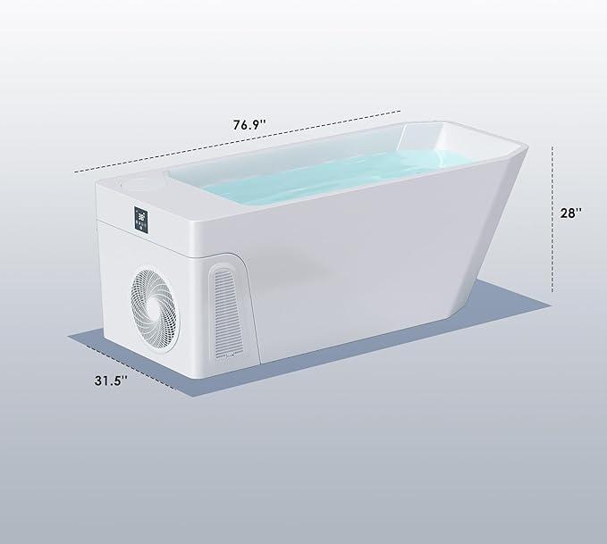 Deeptime Smart Cold Plunge Tub,Ice Bath with Built-In Chiller(Down to 38F),Smartphone Control,Whisper-Quiet,Spacious Design for Full-Body Recovery & Cold Therapy,White - The Vitality Estate