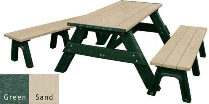 Deluxe Recycled Picnic Table with Detached Benches - Eco-Friendly Outdoor Seating - The Vitality Estate