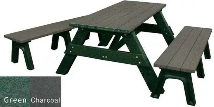 Deluxe Recycled Picnic Table with Detached Benches - Eco-Friendly Outdoor Seating - The Vitality Estate