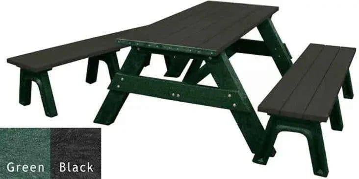 Deluxe Recycled Picnic Table with Detached Benches - Eco-Friendly Outdoor Seating - The Vitality Estate