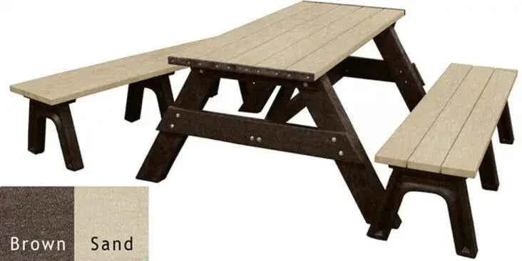 Deluxe Recycled Picnic Table with Detached Benches - Eco-Friendly Outdoor Seating - The Vitality Estate