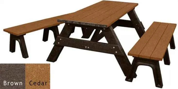 Deluxe Recycled Picnic Table with Detached Benches - Eco-Friendly Outdoor Seating - The Vitality Estate