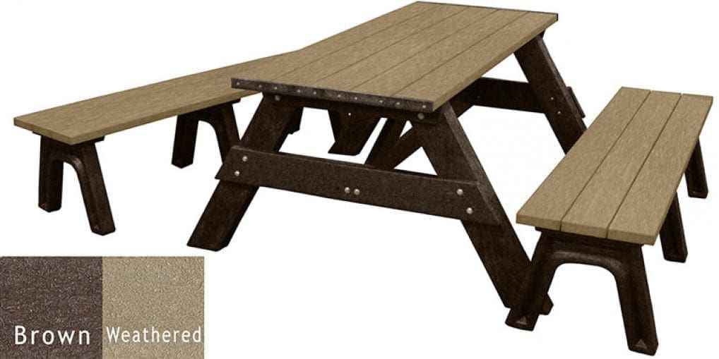 Deluxe Recycled Picnic Table with Detached Benches - Eco-Friendly Outdoor Seating - The Vitality Estate