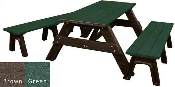 Deluxe Recycled Picnic Table with Detached Benches - Eco-Friendly Outdoor Seating - The Vitality Estate