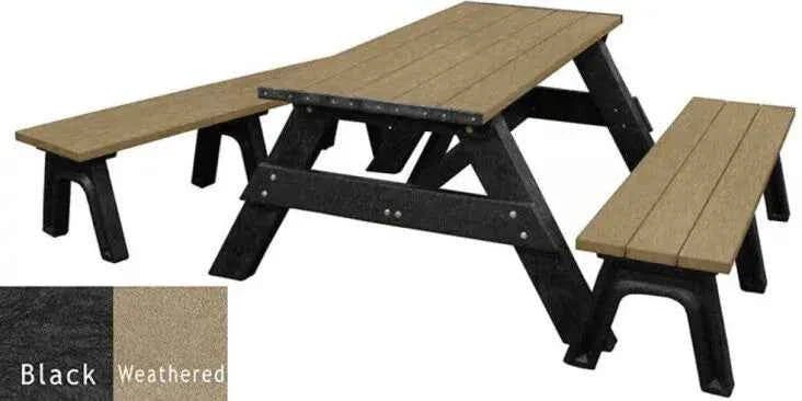 Deluxe Recycled Picnic Table with Detached Benches - Eco-Friendly Outdoor Seating - The Vitality Estate