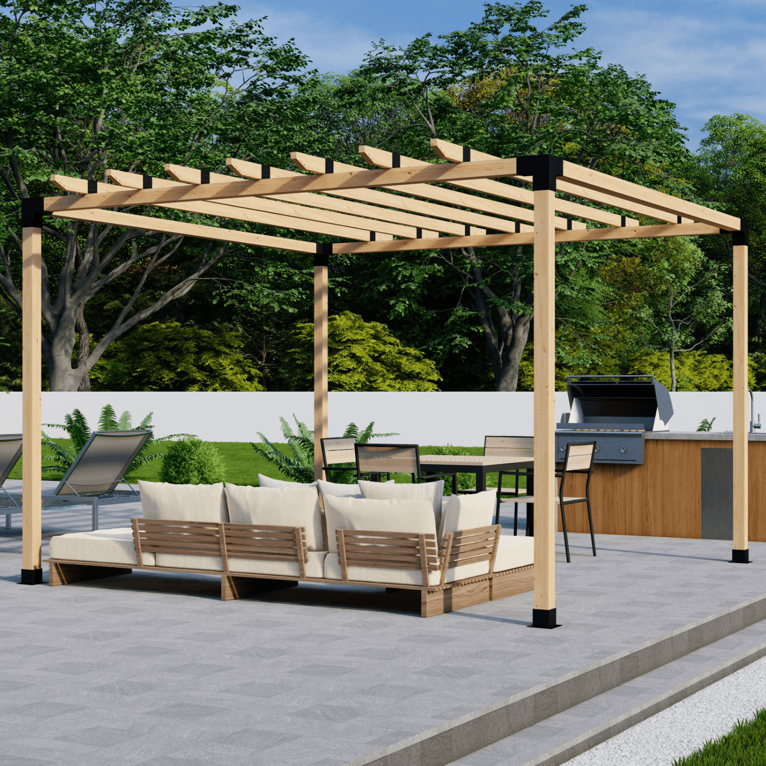 DIY Pergola Bracket Kit for a Freestanding Pergola With Roof Rafters - Any Size Up to 12' x 12' - The Vitality Estate