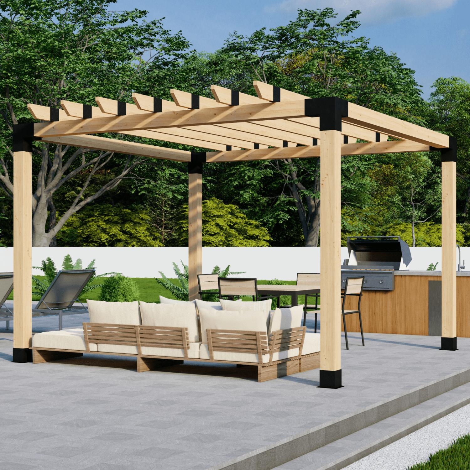 DIY Pergola Bracket Kit for a Freestanding Pergola With Roof Rafters - Any Size Up to 12' x 12' - The Vitality Estate