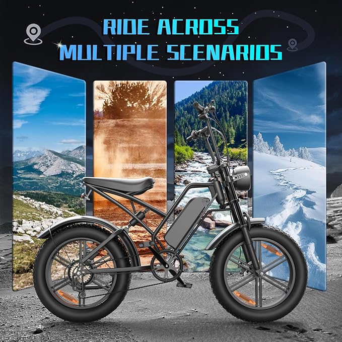 E500 Electric Bike for Adults 1000W Peak Motor, 20" Fat Tire Dirt E-Bike with 35MPH, 40 Miles PAS Range, Electric Bicycles with 48V Removable Battery, 7-Speed E Bike for Mountain Beach Sand Road Snow - The Vitality Estate