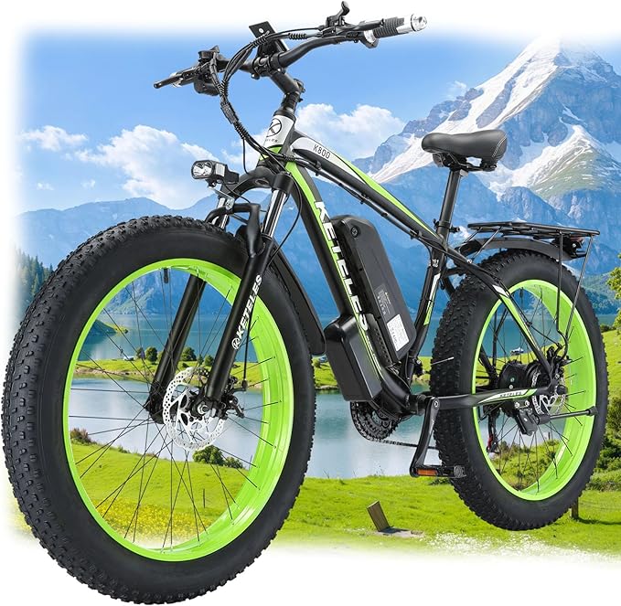 Electric Bike for Adults,26" x 4" Fat Tire Ebike,28MPH 1000W Motor Peak Power 2000W Electric Bicycles,48V 15AH Removable Battery,21 Speed Mountain Snow Beach E Bike - The Vitality Estate
