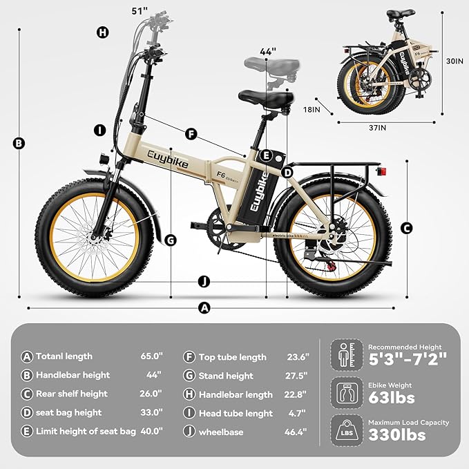 Foldable Electric Bike for Adults, 30+MPH, 48V 20Ah Removable Battery up to 80Miles, 20" Fat Tire Peak 1000W Motor Dirt Ebike Adult Electric Bicycle for City Commute Beach Mountain Adventurous E Bike - The Vitality Estate