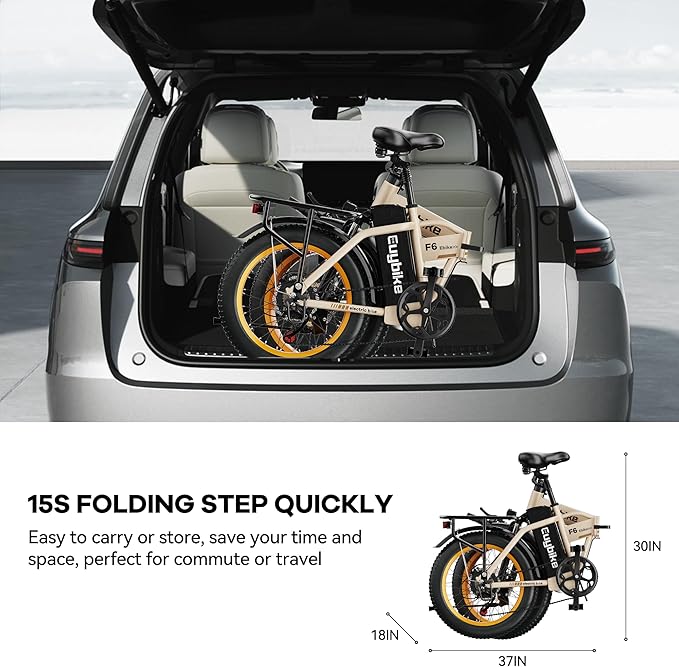 Foldable Electric Bike for Adults, 30+MPH, 48V 20Ah Removable Battery up to 80Miles, 20" Fat Tire Peak 1000W Motor Dirt Ebike Adult Electric Bicycle for City Commute Beach Mountain Adventurous E Bike - The Vitality Estate