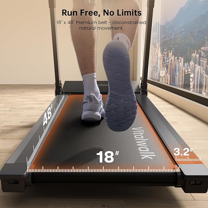 Foldable Treadmill with 15% Auto Incline & 10MPH - Commercial 3.5HP Brushless Quiet, 18"x48" Wide Running Deck, Walking Pad Treadmill for Home Gym Office, 350lbs Capacity, APP - No Installation - The Vitality Estate