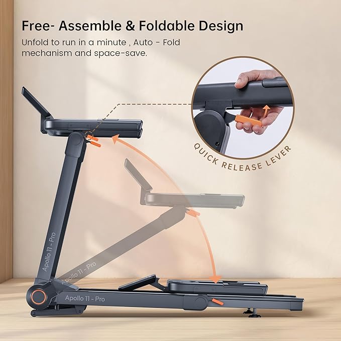 Foldable Treadmill with 15% Auto Incline & 10MPH - Commercial 3.5HP Brushless Quiet, 18"x48" Wide Running Deck, Walking Pad Treadmill for Home Gym Office, 350lbs Capacity, APP - No Installation - The Vitality Estate
