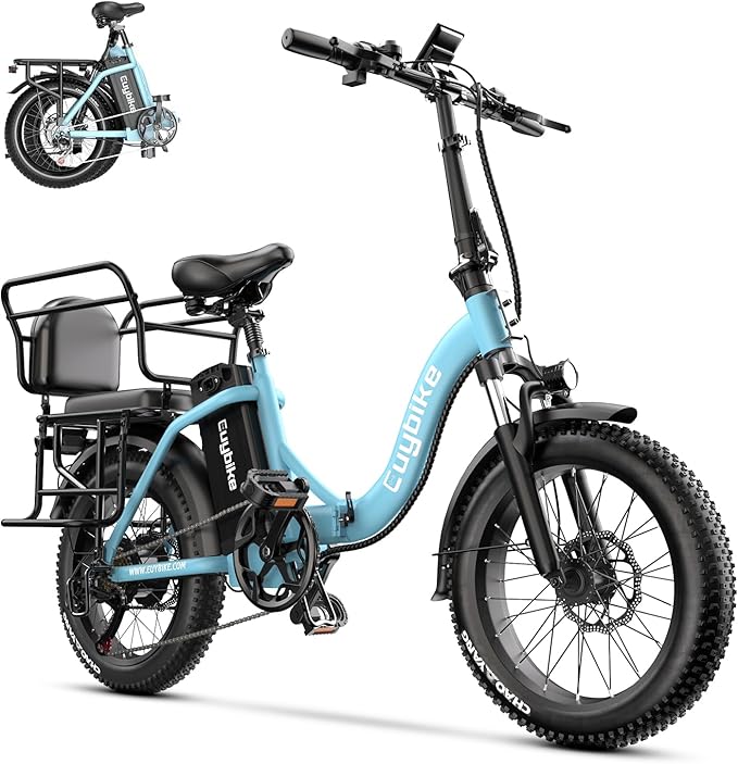 Folding Electric Bike for Adults with Peak 1000W Motor, 48V 20AH Battery up to 30MPH 80 Miles, 20" Fat Tire All Terrain Ebike, Front Suspension 7-Speed Commuter E Bike, Step-Thru, UL Certified - The Vitality Estate