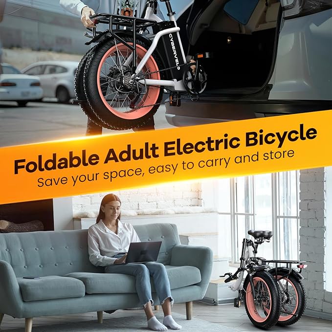 Folding Electric Bike for Adults with Peak 1000W Motor, 48V 20AH Battery up to 30MPH 80 Miles, 20" Fat Tire All Terrain Ebike, Front Suspension 7-Speed Commuter E Bike, Step-Thru, UL Certified - The Vitality Estate