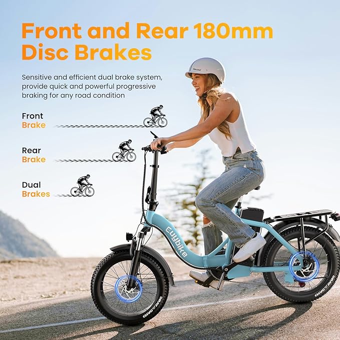 Folding Electric Bike for Adults with Peak 1000W Motor, 48V 20AH Battery up to 30MPH 80 Miles, 20" Fat Tire All Terrain Ebike, Front Suspension 7-Speed Commuter E Bike, Step-Thru, UL Certified - The Vitality Estate