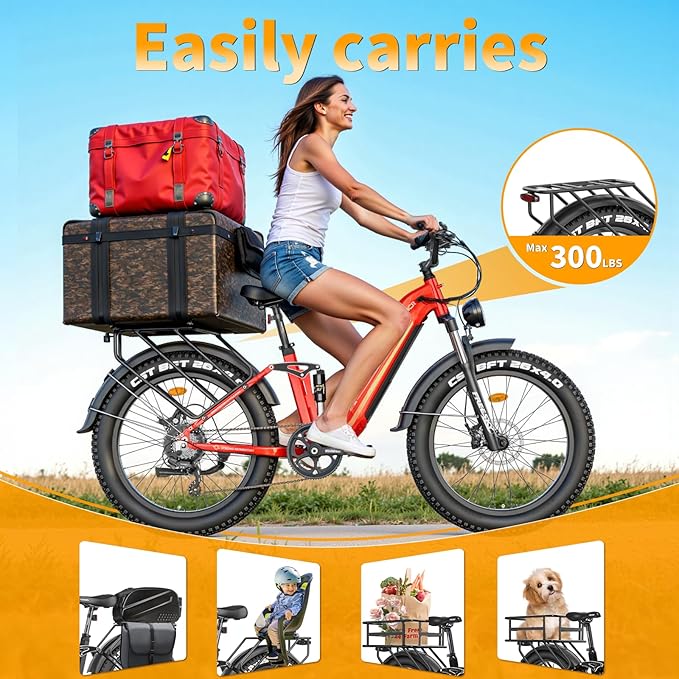FREESKY Electric Bike for Adults,105mile Long Range Ebike, 2000W Motor 37MPH Fast Step-Thru E Bike 25Ah Samsung Cells Battery Full Suspension Electric Dirt Bicycle 26'' Fat Tire for Commuter Mountains - The Vitality Estate
