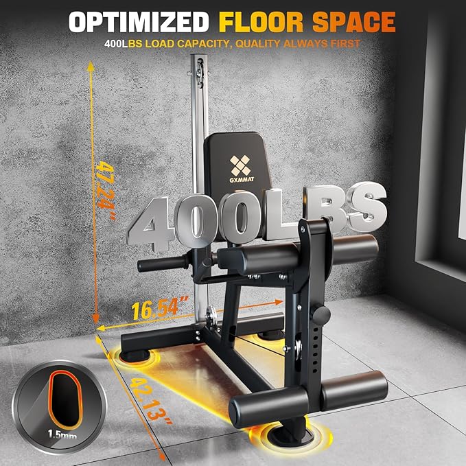 GXMMAT Leg Extension and Curl Machine - Professional Lower Body Workout Equipment for Home Gym, 400lbs Capacity with Adjustable Backrest & Leg Roller, Compact Design (47.24"x42.13"x16.54") - The Vitality Estate