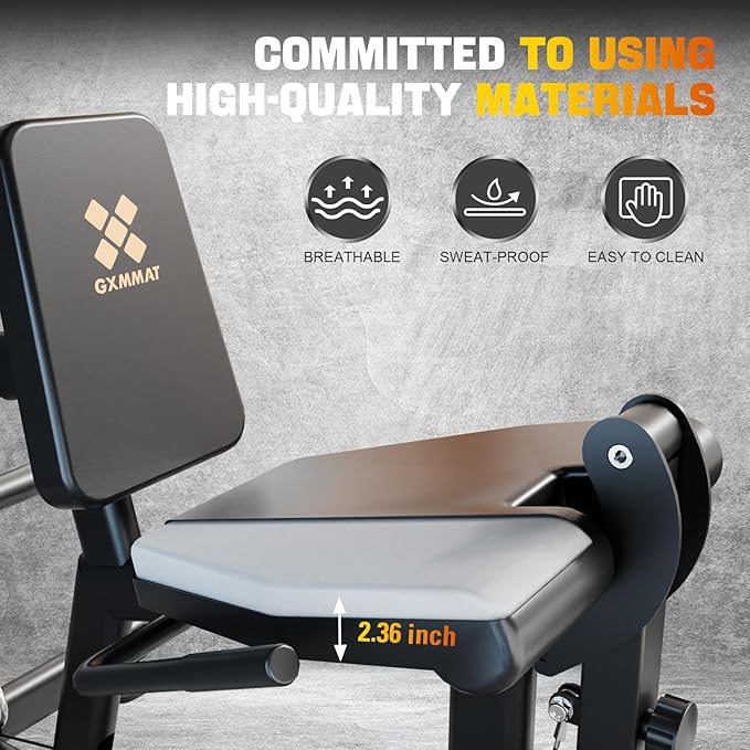 GXMMAT Leg Extension and Curl Machine - Professional Lower Body Workout Equipment for Home Gym, 400lbs Capacity with Adjustable Backrest & Leg Roller, Compact Design (47.24"x42.13"x16.54") - The Vitality Estate