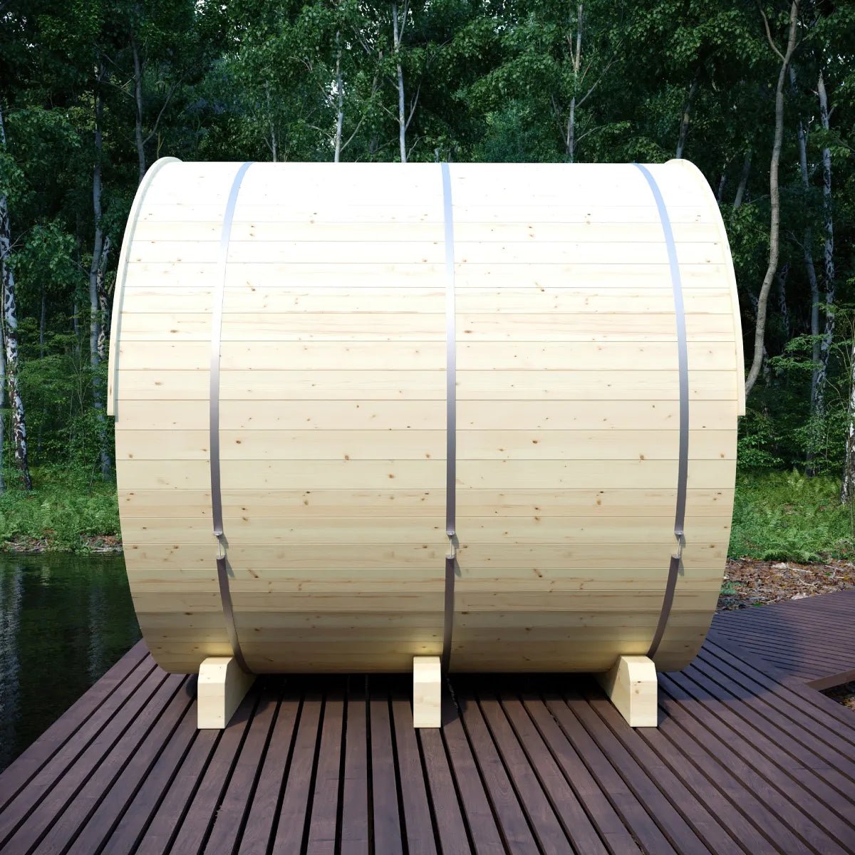 Helsinki Finnish Barrel Sauna with Terrace and WiFi Heater - Finnish Sauna Builders - The Vitality Estate
