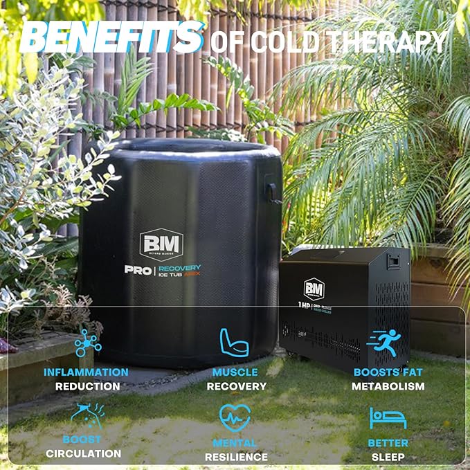 Inflatable Cold Plunge Tub with Chiller, 1 HP Water Chiller for Ice Bath Tub, Hot & Cold Mode Machine with Ozone, Smart WiFi, Dual Filters, Fast Cooling, 130 Gallon, 39" L x 39" W x 35.4" H - The Vitality Estate