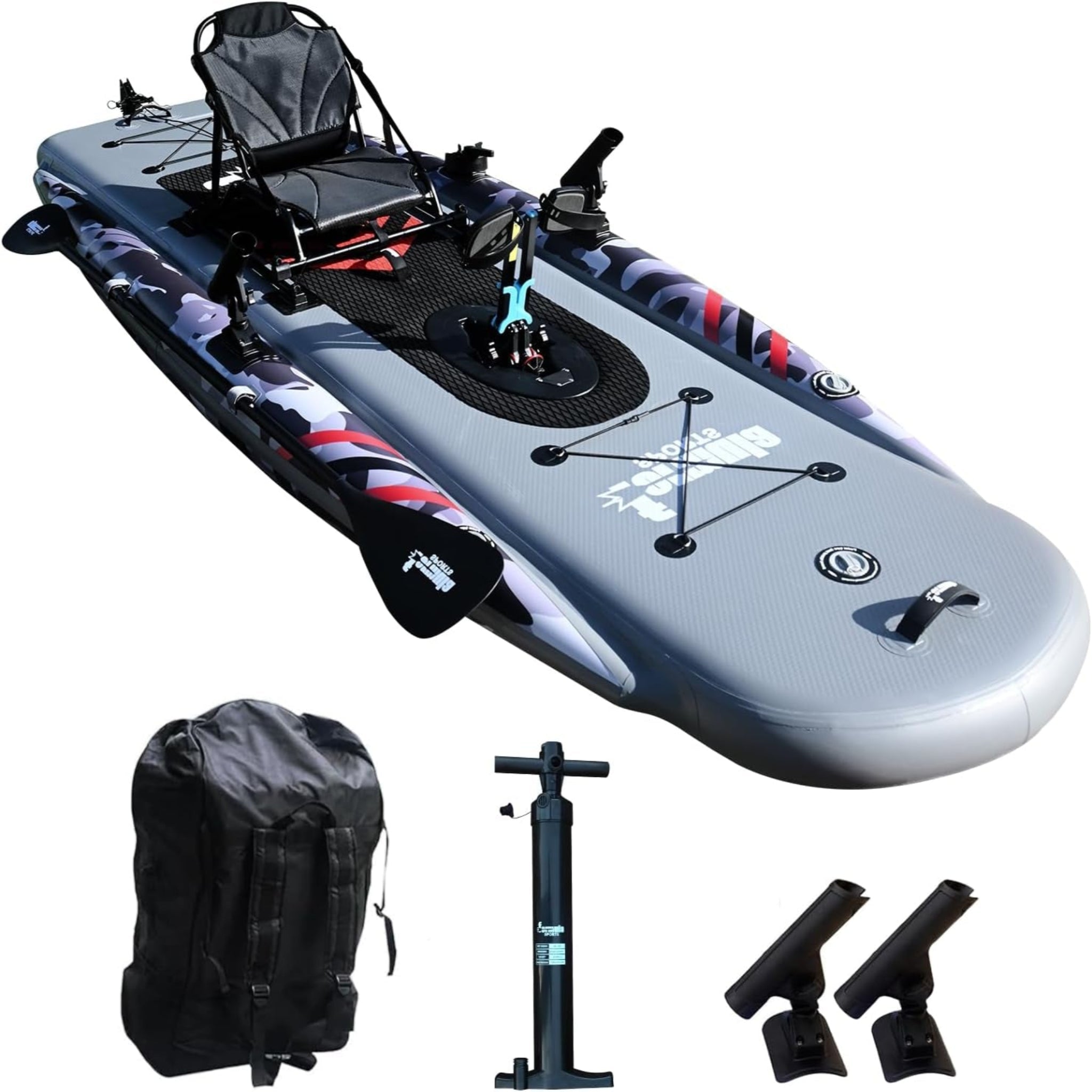 Inflatable Fishing Kayak for Adults - 1 Person, Pedal Drive, Folding, with Movable Seat, Hand Pump & Paddle & Oxford Bag, 410Lbs Capacity - The Vitality Estate