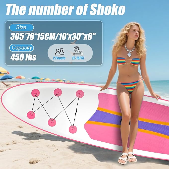 Inflatable Stand Up Paddle Board 10‘x30‘‘- Ultra-Light SUP with Backpack, Pump, Paddle, Coil Leash, 3 Fins, Repair Kit, Stable Design, Non-Slip EVA Deck for Adults & Youth - The Vitality Estate