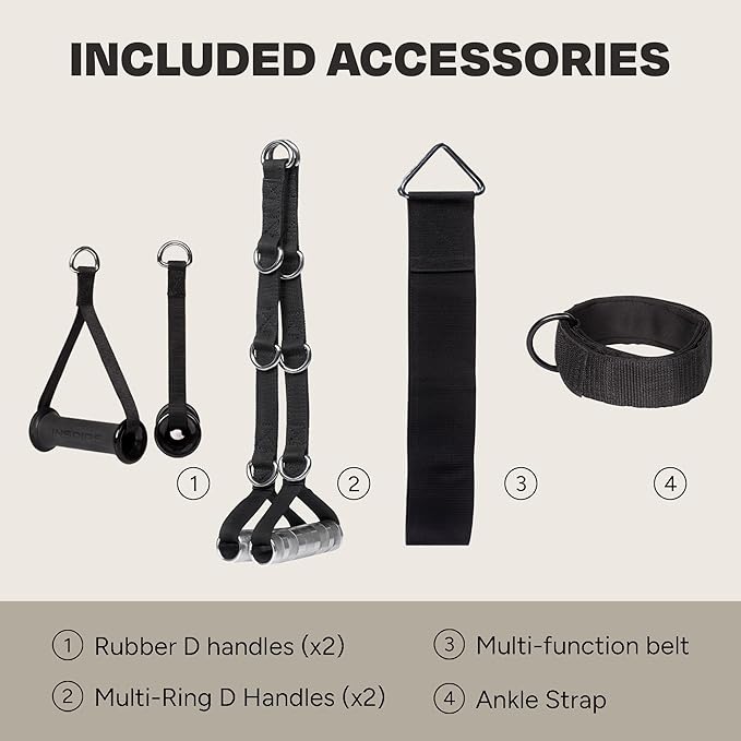 Inspire Fitness Functional Trainer Home Gym, SCS Smith Machine Cage System - Cable Machine Accessories - D-Handles, Ankle Strap & Multi-Function Belt - The Vitality Estate