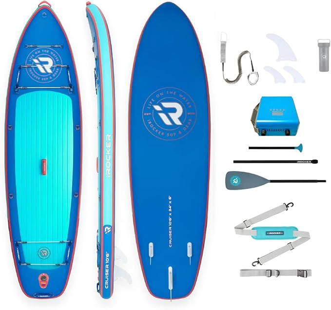 iROCKER Cruiser 7.0 Inflatable Stand Up Paddle Board Premium SUP and Accessories - Beginner Friendly - Extra Wide Base - Tandem Capable - The Vitality Estate