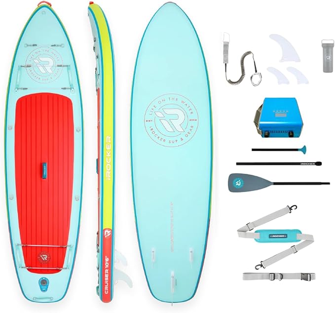 iROCKER Cruiser 7.0 Inflatable Stand Up Paddle Board Premium SUP and Accessories - Beginner Friendly - Extra Wide Base - Tandem Capable - The Vitality Estate