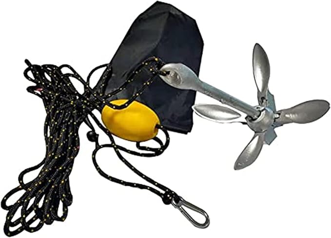 ISURE MARINE 1.5kg/3.5 lbs Boat Anchor ,Kayak Fishing Galvanized Anchor kit, Folding Anchor System for Kayak Canoes Accessories - The Vitality Estate